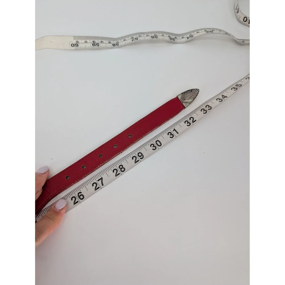 Silver Creek Collection Western Belt Womens 28 Red Leather Animal Motifs USA